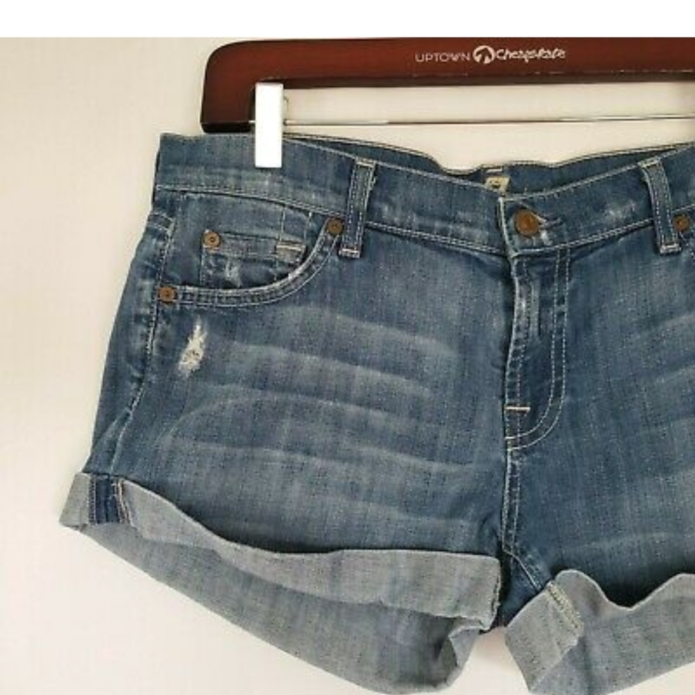 7 For All Mankind Baywater Blue Roll Up Destroyed - Picture 3 of 6